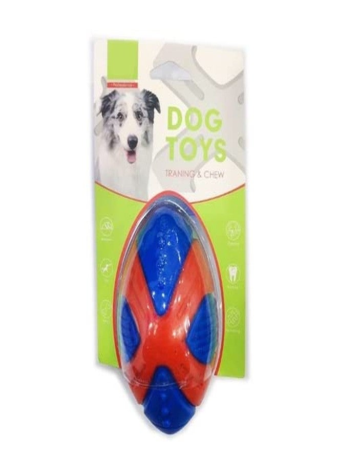 THE DDS STORE Pet Puppy Dog Squeaky Chew Toys for Aggressive Chewers Dental Teething Cleaning [Non-Toxic Soft Natural Rubber], Cute Cross Design Rugby Ball Design -13.Cm (Cross Design Rugby Ball) (Color May Vary) - Image 1
